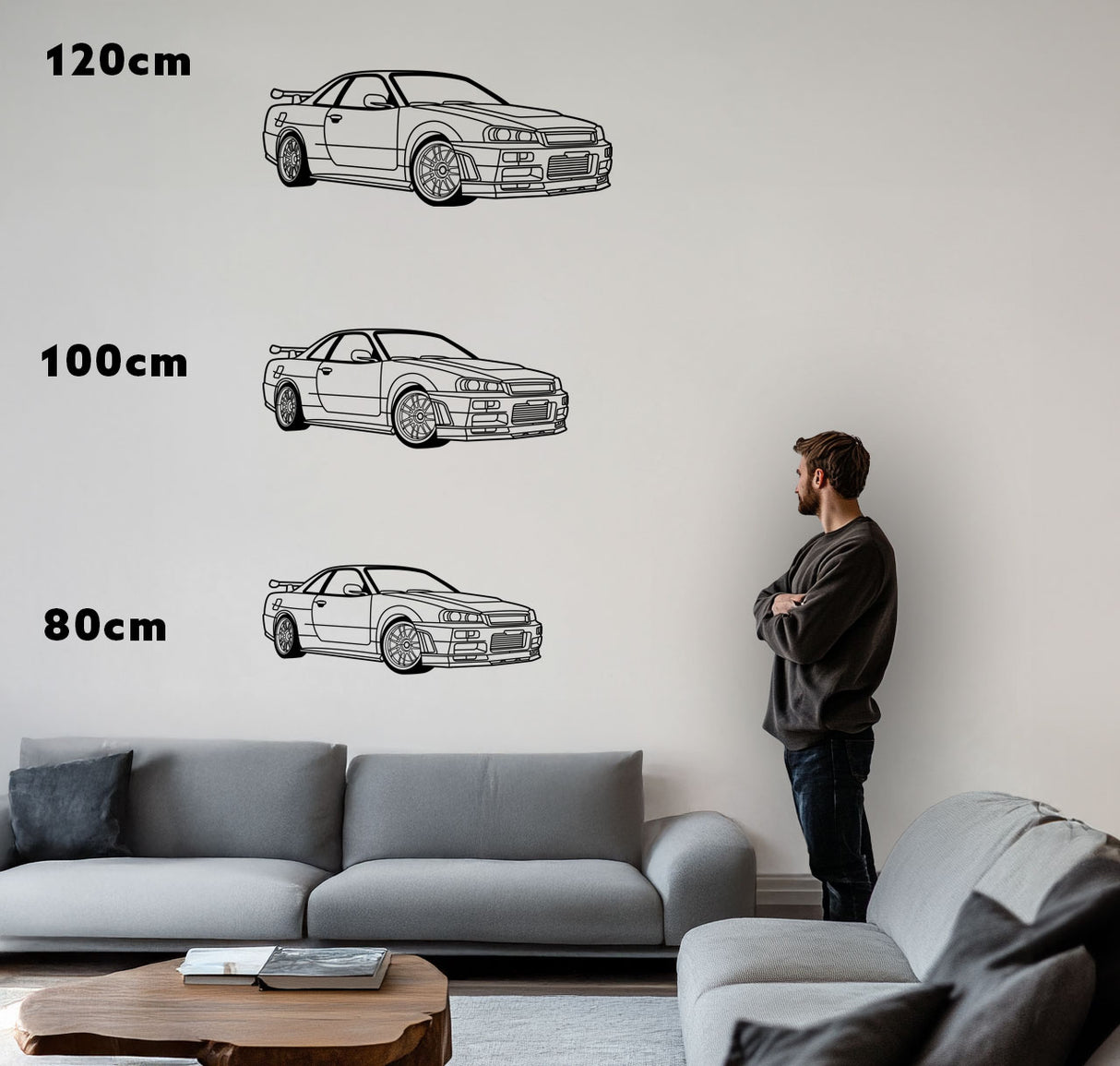 GTR R34 Skyline (Frontansicht) – Metall-Silhouette