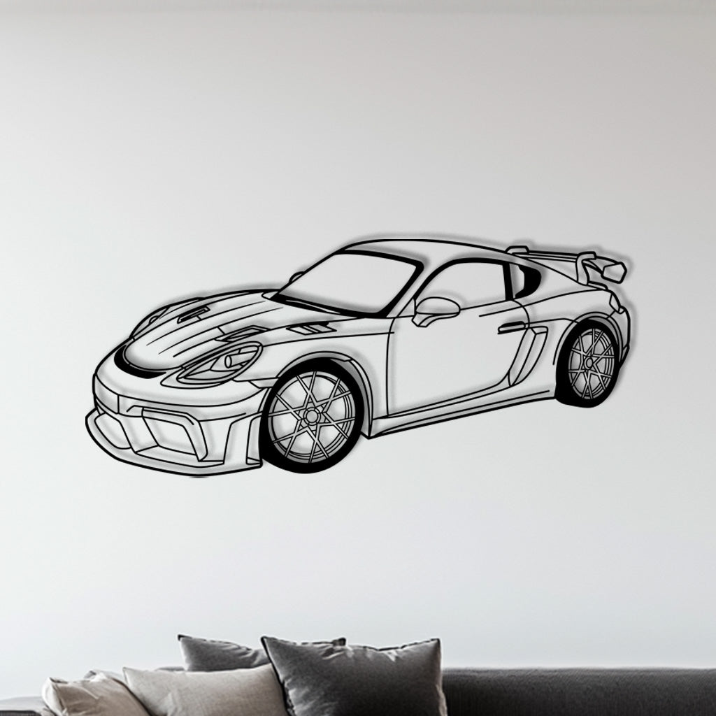 Cayman GT4 RS (Seitenansicht) – Metall-Silhouette