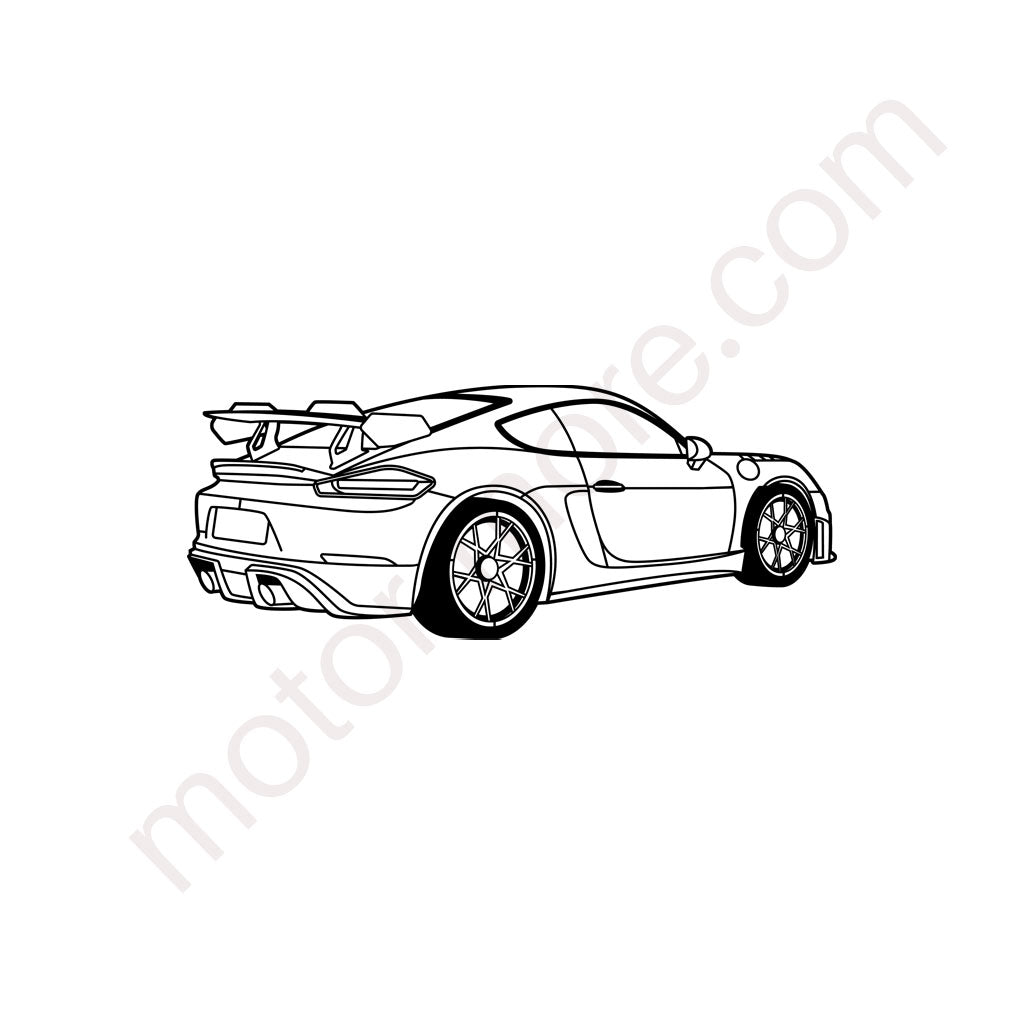 Cayman GT4 RS (Heckansicht) – Metall-Silhouette