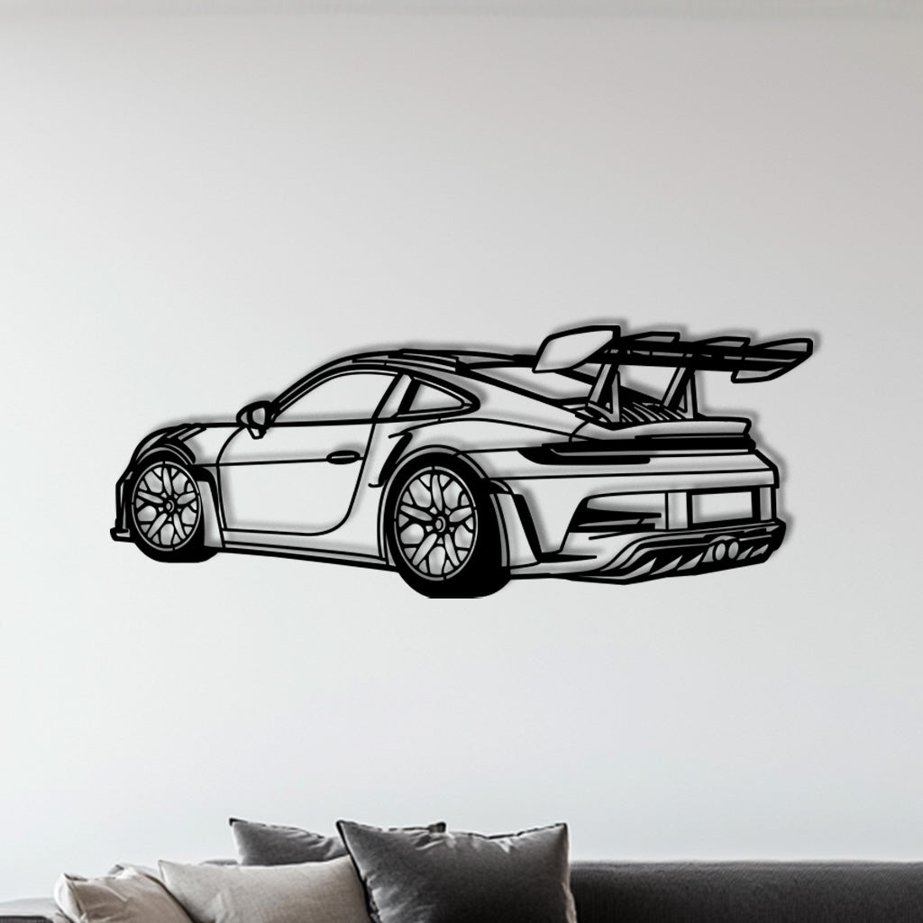 GT3 RS (Heckansicht) – Metall-Silhouette