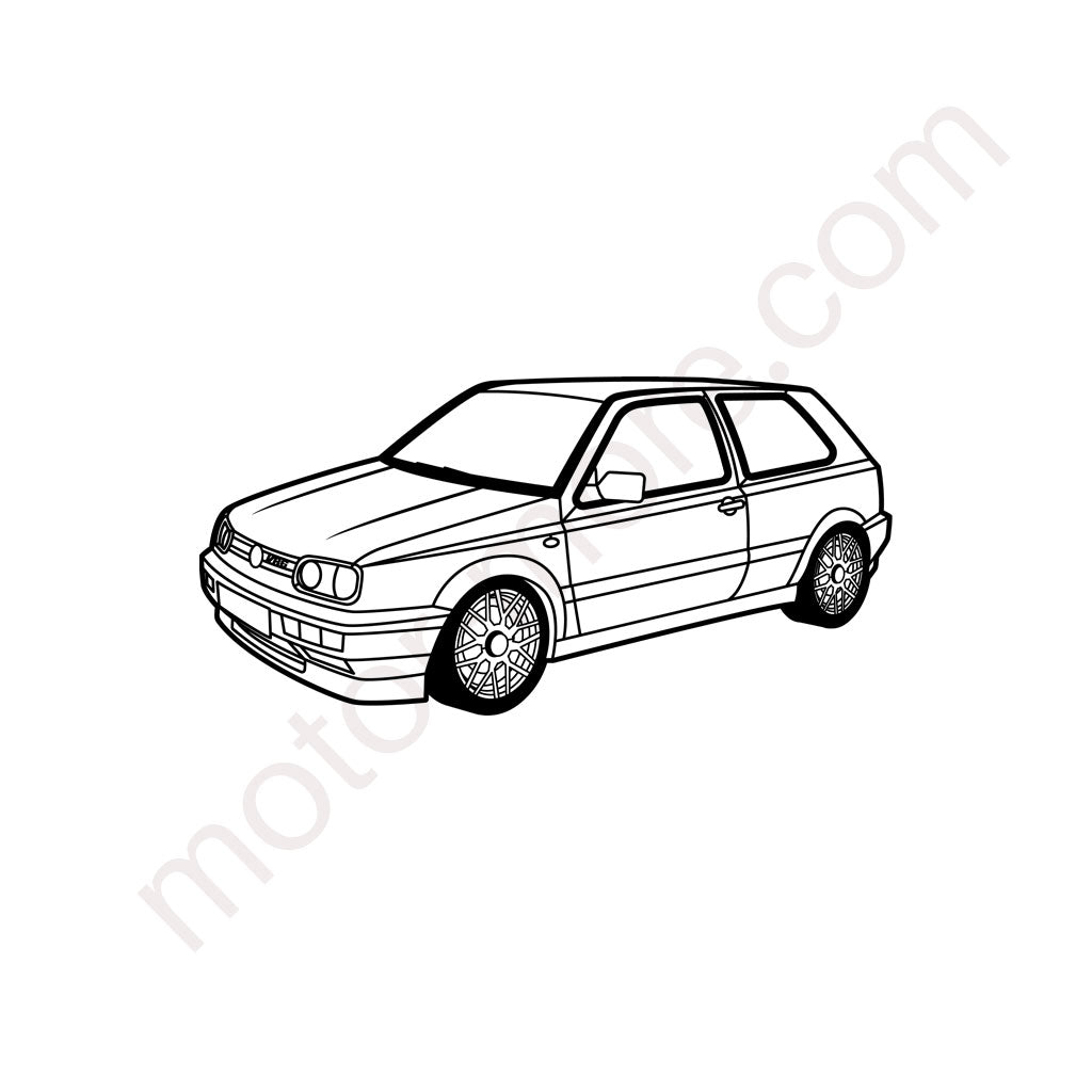 Golf 3 VR6 – Metall-Silhouette