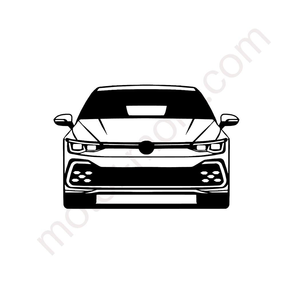 Golf 8 R Front Metall-Silhouette