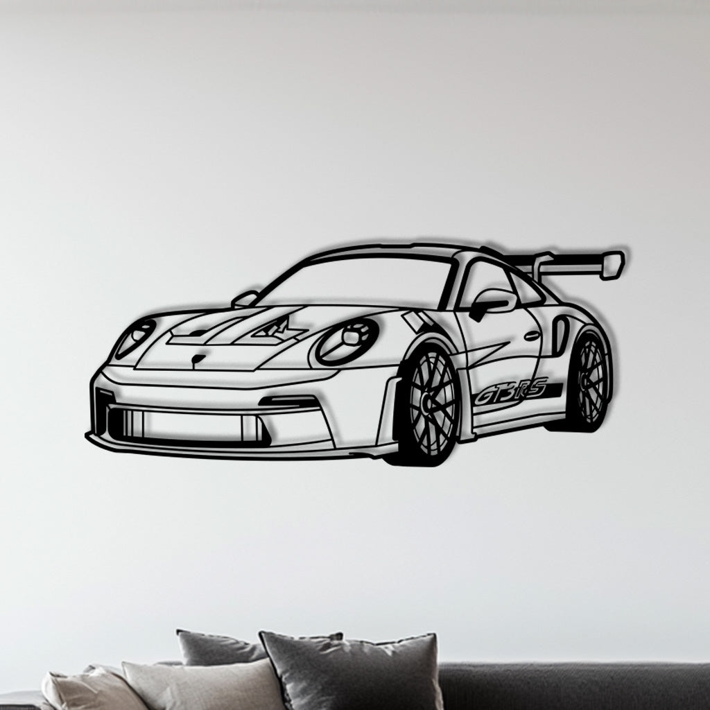 GT3 RS (Frontansicht) – Metall-Silhouette