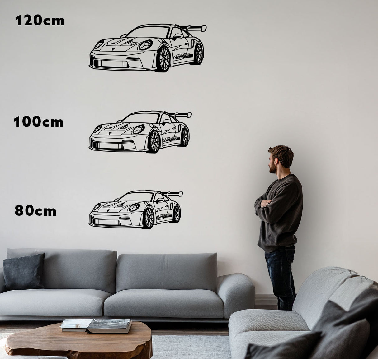 GT3 RS (Frontansicht) – Metall-Silhouette