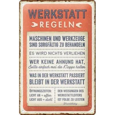 Werkstatt Regeln – Metallschild – 20x30cm