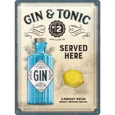 Gin – Tonic Served Here – Metallschild – 30x40cm