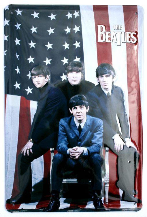 Beatles – mit US Flagge – Metallschild – 20x30cm