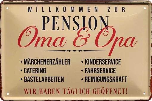 Pension Oma & Opa – Metallschild – 20x30cm