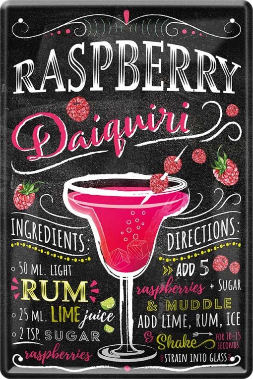 Raspberry – DAIQUIRI – Cocktail- Metallschild 20 x 30 cm