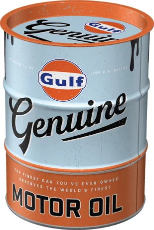 Gulf Genuine Motor Oil - Spardose im Ölfass-Design