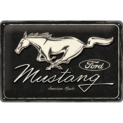 Ford Mustang – Horse Logo Black – Metallschild 20 x 30 cm