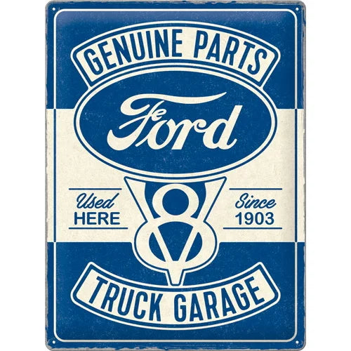 Ford V8 – Genuine Parts – Truck Garage – Metallschild 40×30 cm