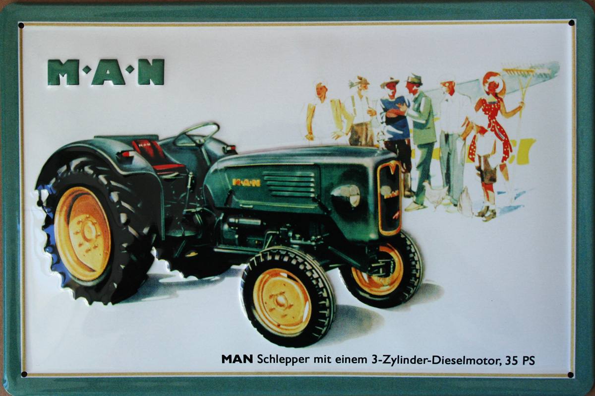 MAN Schlepper – 35 PS – Metallschild – 20x30cm