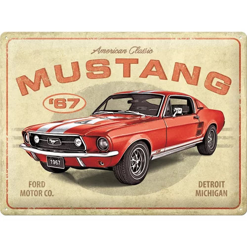 Mustang 67 – Ford Motor Co – Detroit Michigan – Metallschild – 30x40cm