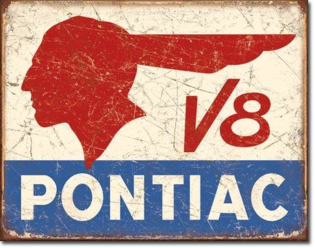 Pontiac V8 – Logo – Orig. US Metallschild – 30x40cm