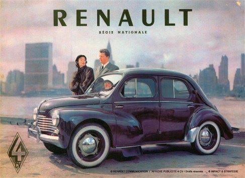 Renault 4CV – Regie Nationale - Metallschild - 20x30cm