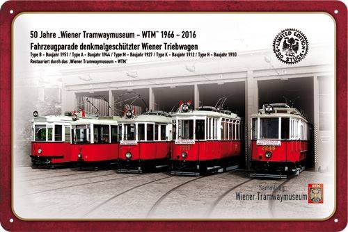 Strassenbahn – Parade denkmalgeschützter Wiener Triebwagen – Metallschild – 20x30cm