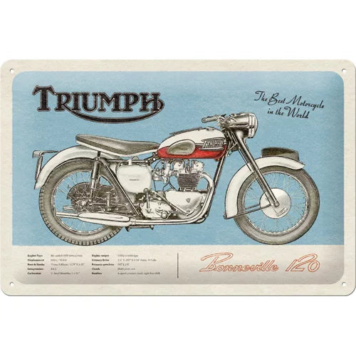 Triumph Bonneville 120 – Metallschild 20×30 cm