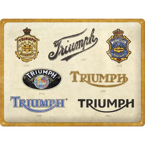 Triumph – Logos von 1902 bis 2013 – Metallschild 30×40 cm
